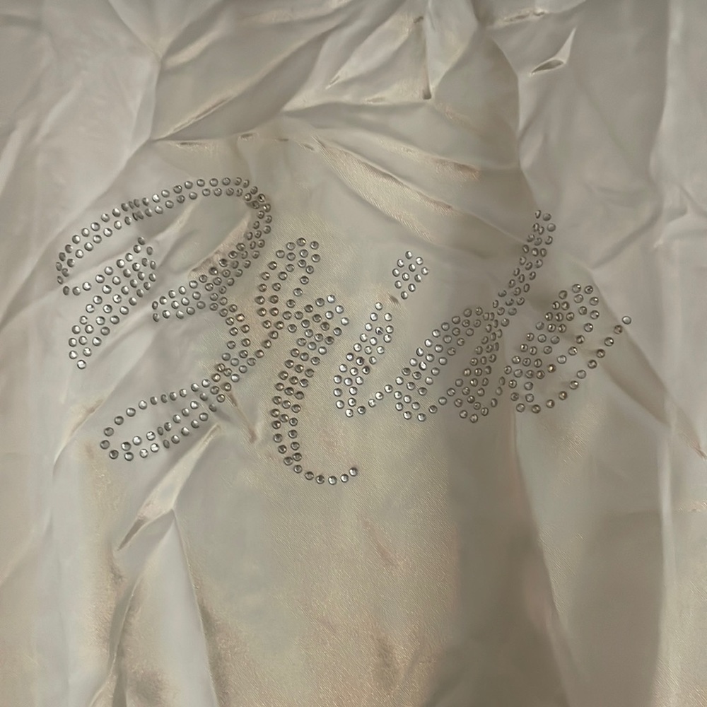 White Bride Rhinestone Satin Robe - Picture 2 of 4